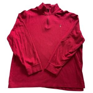 Polo Ralph Lauren Estate Rib Quarter Zip 1/4 Red Sweater Size XL Pony * Flaw